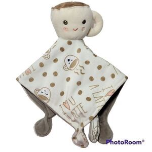 Mary Meyer I Love You A Latte Lovey Security Blanket 10 x10 Coffee Cup Heart‎